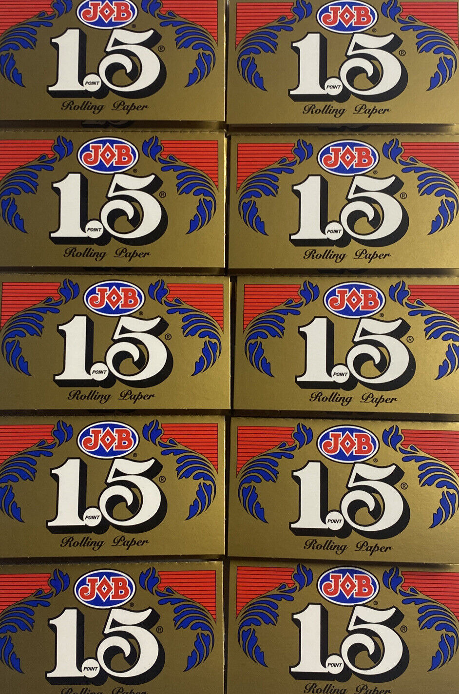 JOB 1.5 Gold Cigarette Rolling Paper (10 Booklets) Ships From Tennessee