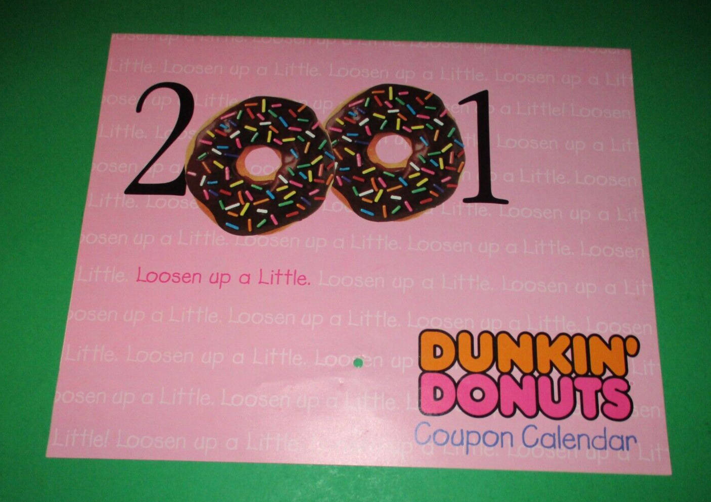 2001 Dunkin Donuts Wall Calendar 11 x 9 inches