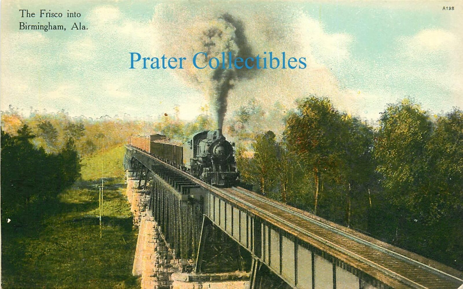 Alabama, AL, Birmingham, The Frisco Train Into Birmingham 1910\'s Postcard