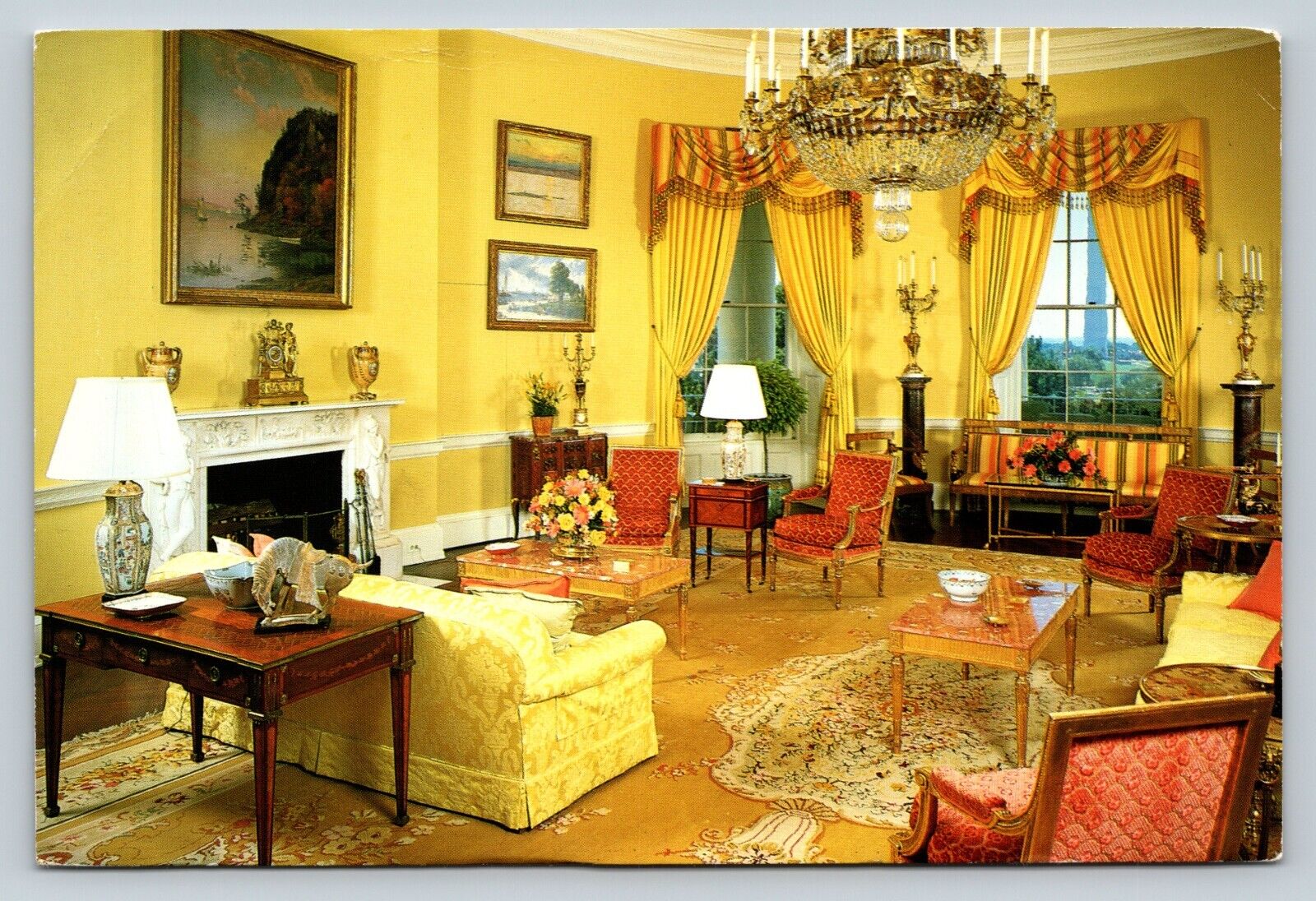 French Furnishings in Yellow Oval Room at White House 4x6 VINTAGE Postcard 1571
