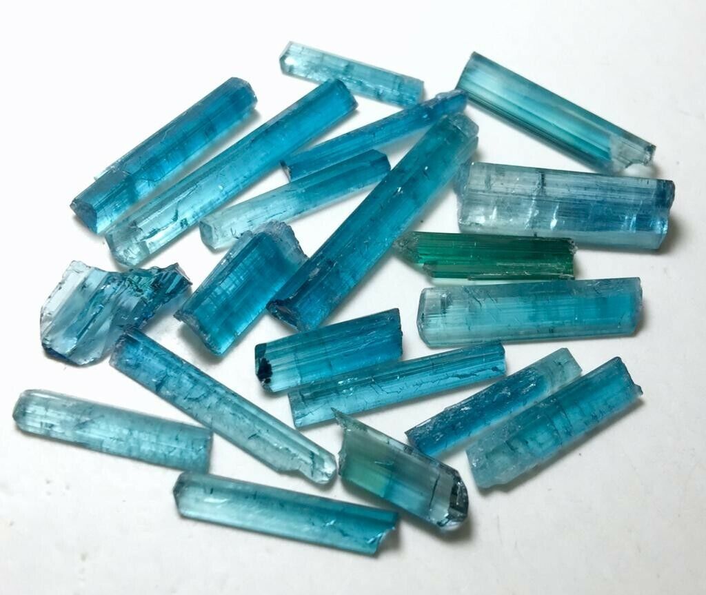 Neon Blue Terminated Tourmaline Crystals lot