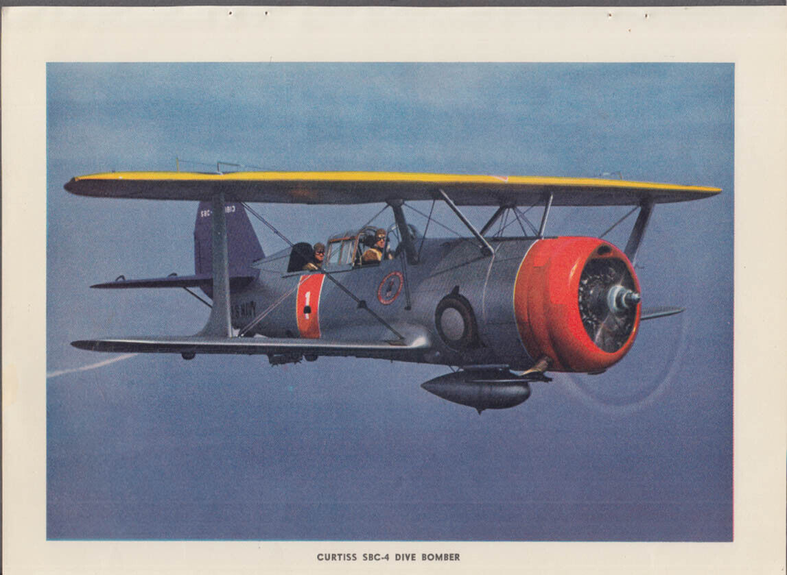 Curtiss SBC-4 Dive Bomber color plate from Air Progress Air Trails Annual 1941
