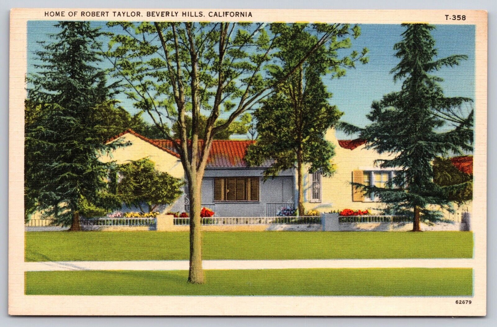 Postcard Home of Robert Taylor Beverly Hills California