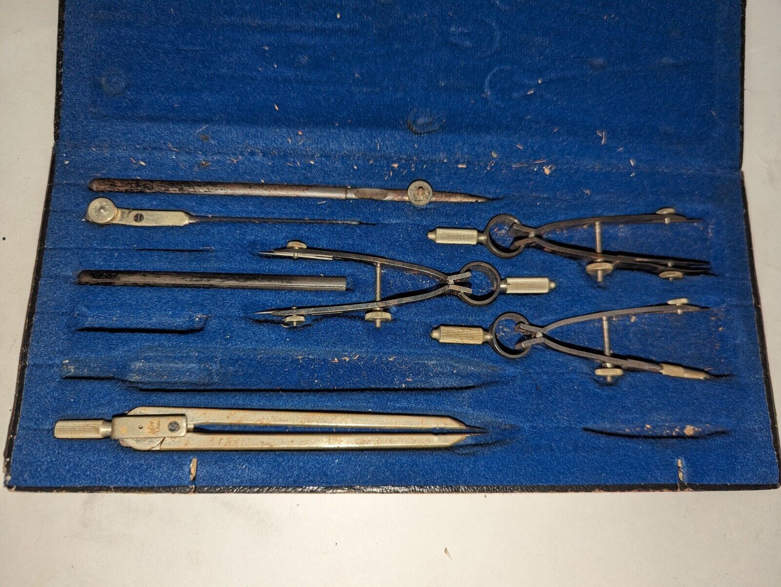 Vintage Kern Aarau Swiss Engineering Drafting Tool Set Case 6 Pcs Incomplete Set