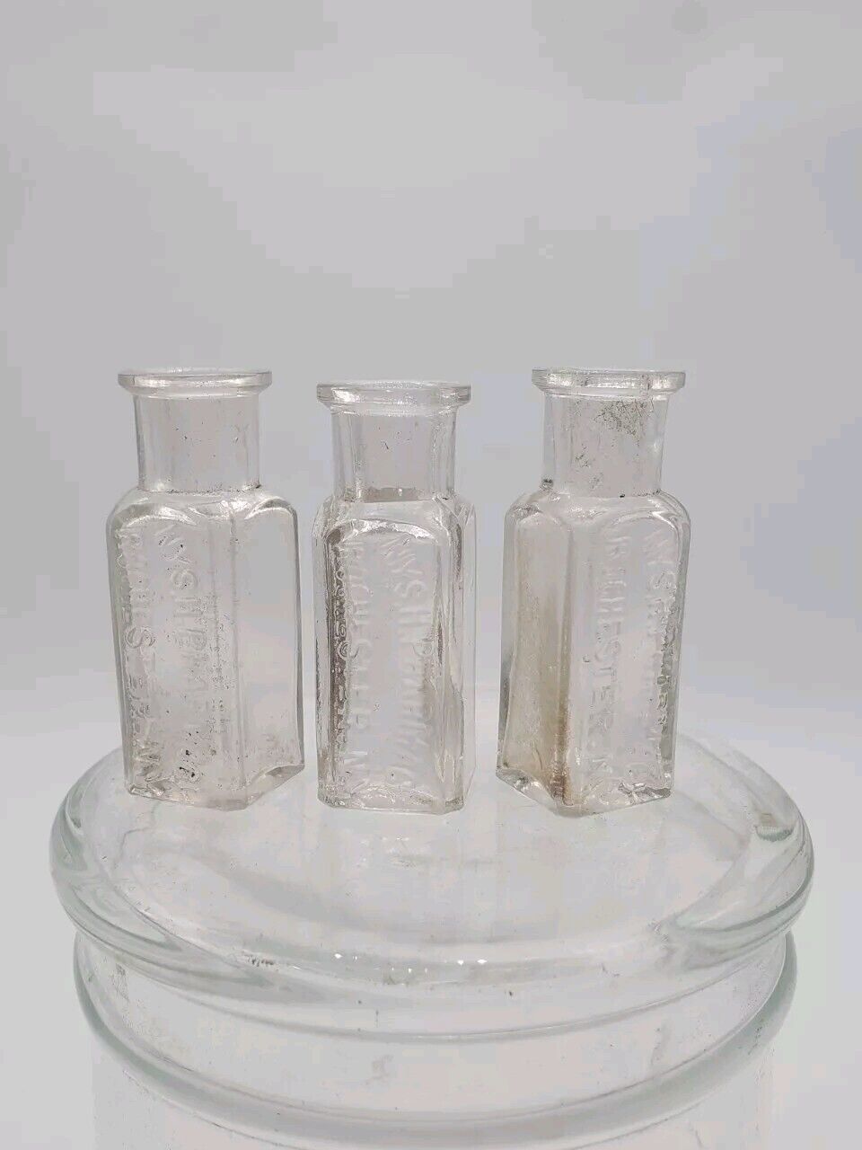 3 Small Antique 1890s Rochester NY State Hospital Asylum Pharmacy Bottles