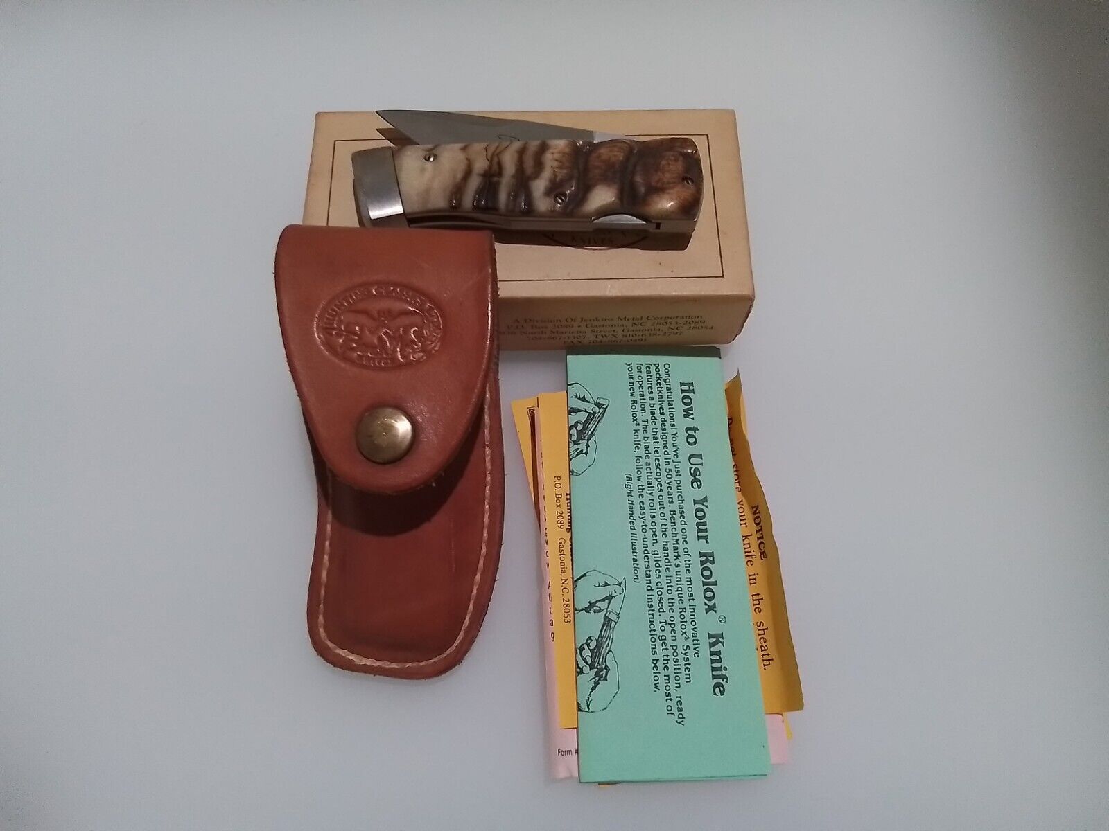 Vintage Bench Mark Knives Stag Diamondback Rolox® Knife- With Box And Paperwork