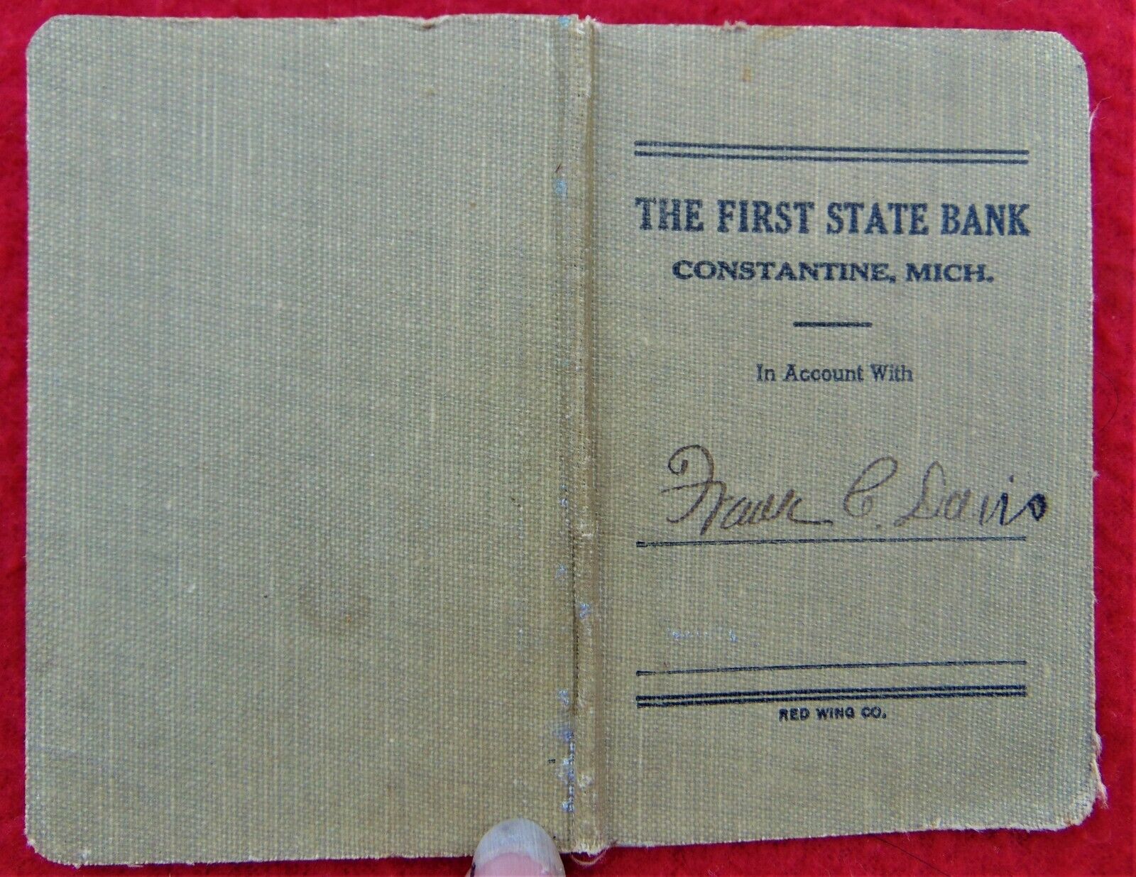 1917 FIRST STATE BANK, Constantine Mich. ~ 2  PAGES OF ENTRIES ~ PRISTINE