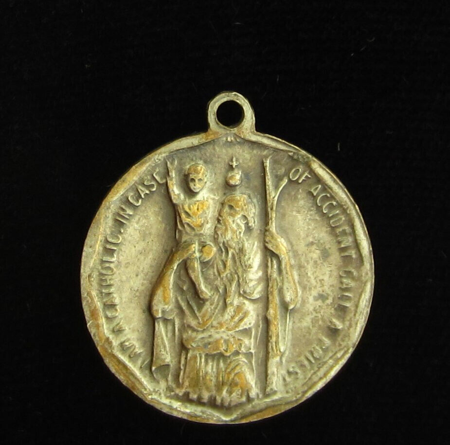 Vintage Saint Christopher Medal Religious Holy Catholic Saint Anthony