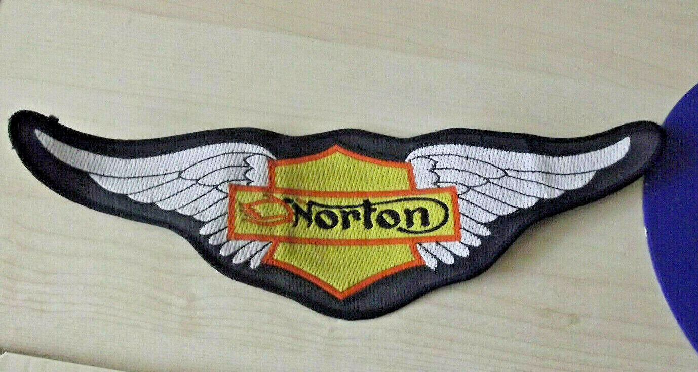 LARGE NORTON MOTORCYCLES ORIGINAL PERIOD NOS SEW ON PATCH WING BADGE 60's 70s