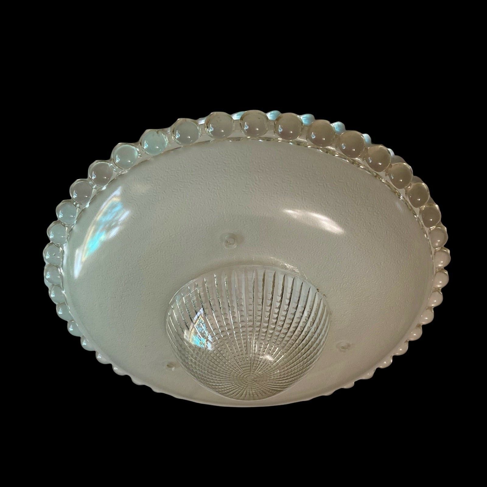 VINTAGE CEILING LIGHT LAMP SHADE GLOBE Art Deco 3 Hole Clear Candlewick Edge #84
