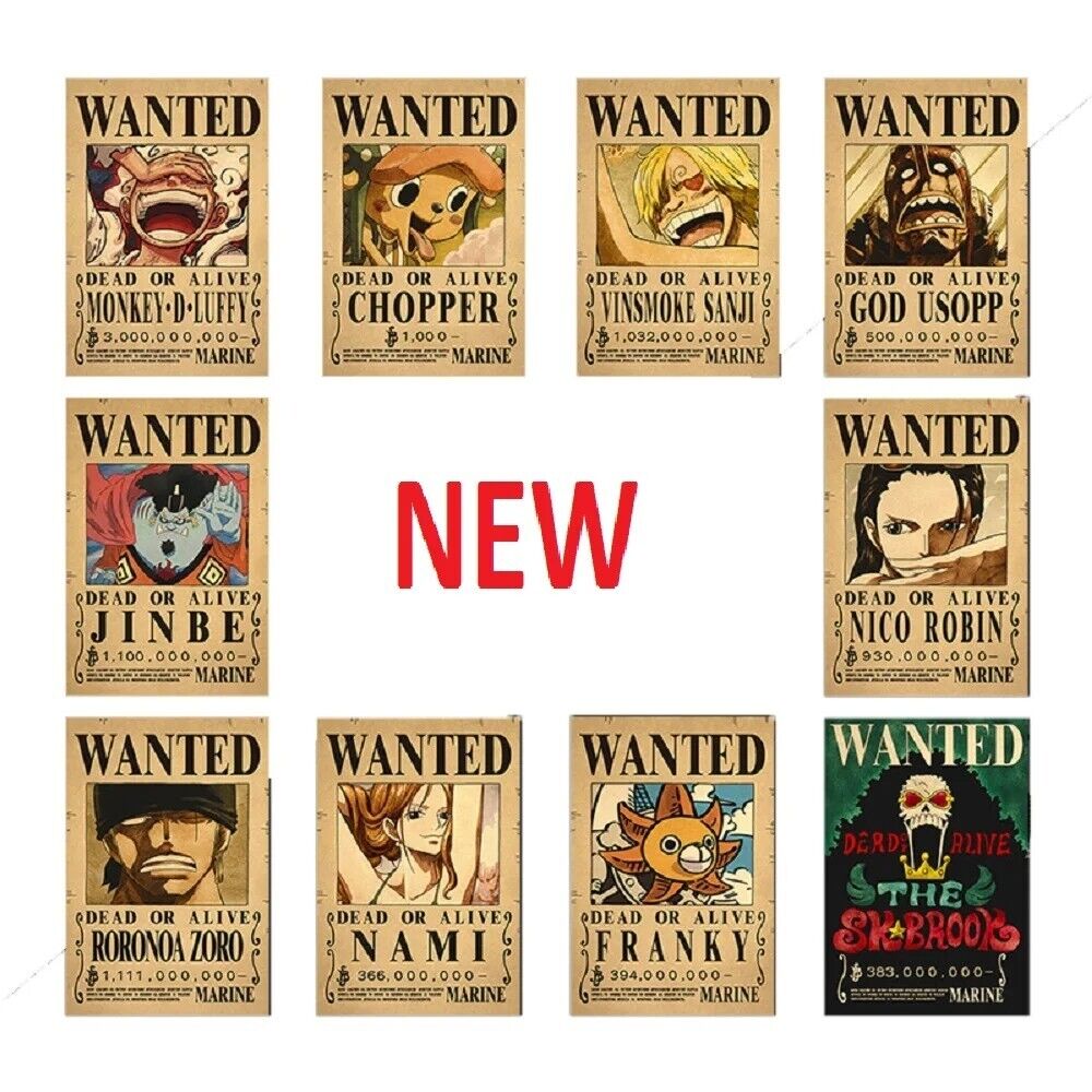 One Piece Wanted Posters 10pcs Set