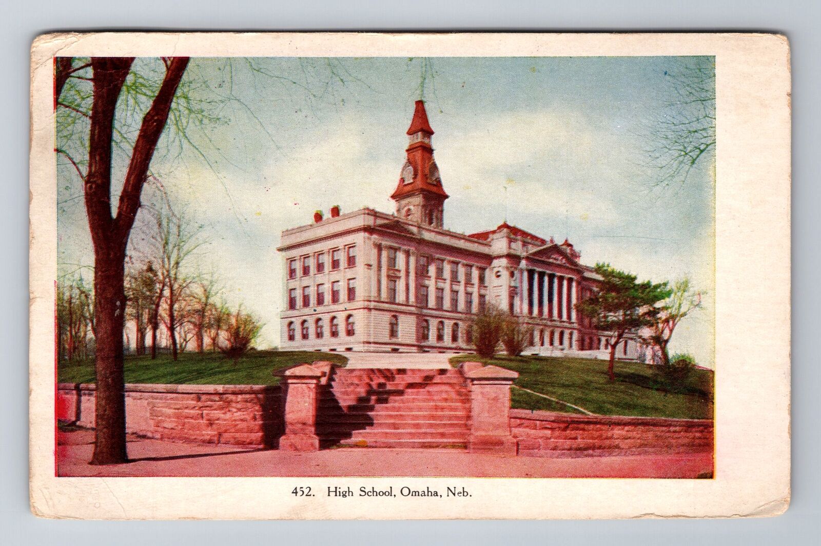 Omaha NE-Nebraska, High School, c1908 Antique Vintage Souvenir Postcard