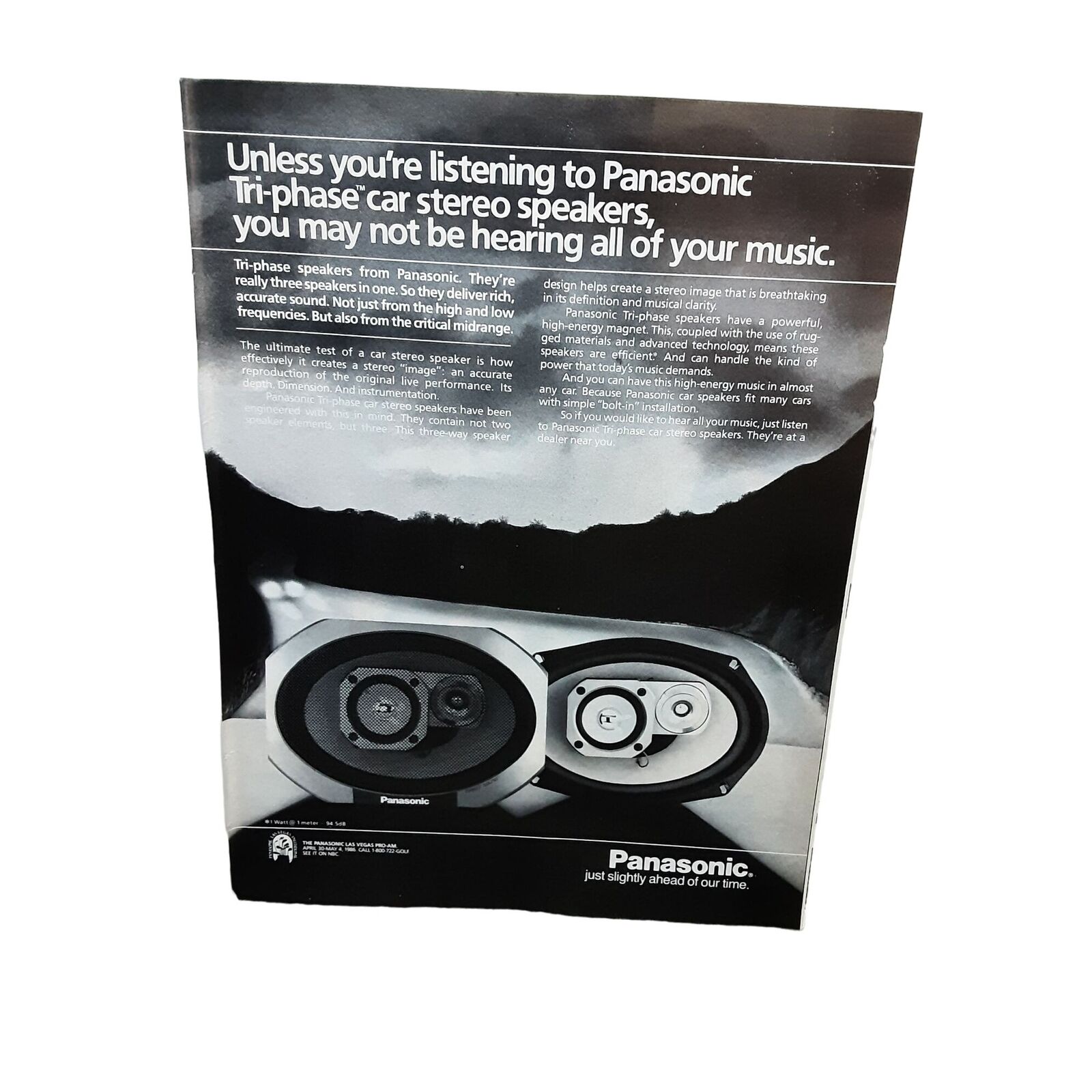 1985 Panasonic Car Stereo Speakers Original Print Ad vintage