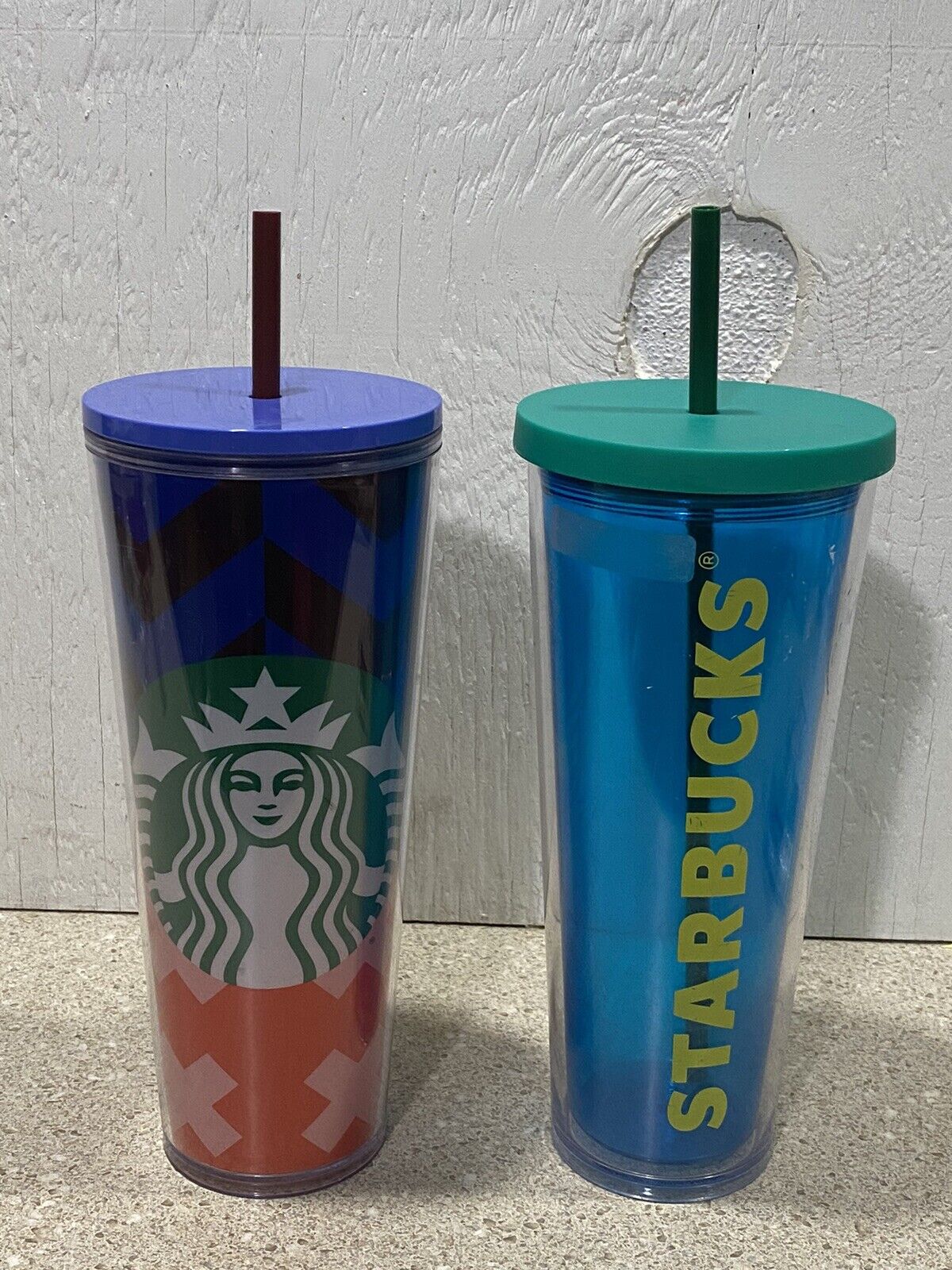 2 Starbucks Venti Cold Cup Tumblers - 2014 & 2021 - Awesome Find