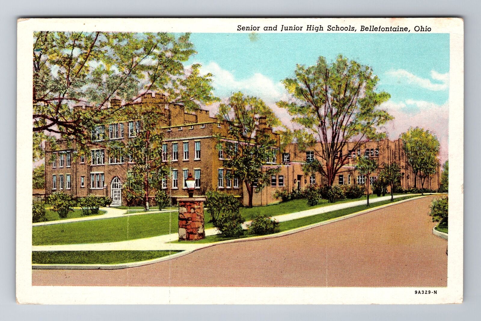 Bellefontaine OH-Ohio, Senior & Junior High Schools, Antique Vintage Postcard