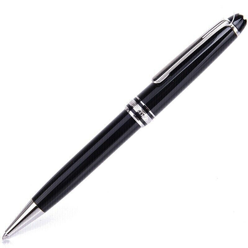 Luxury MB164 Resin Series Bright Black+Silver Clip M Ink Ballpoint Pen No Box