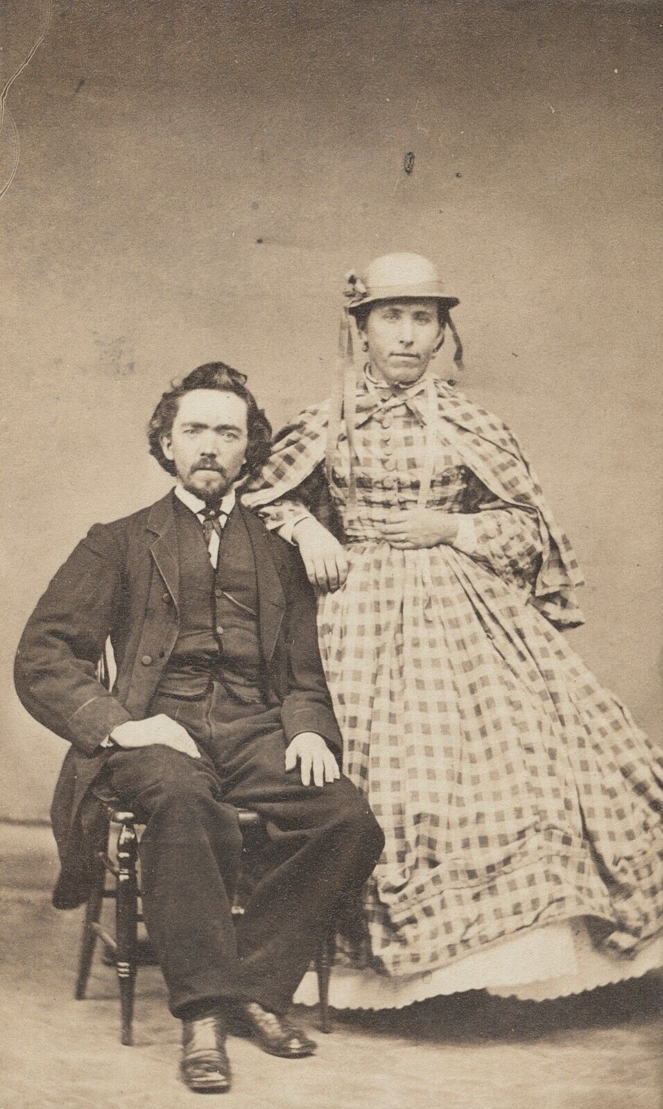 c. 1860's Cross-Dressing Man with Man Carte de Visite Photograph GAY