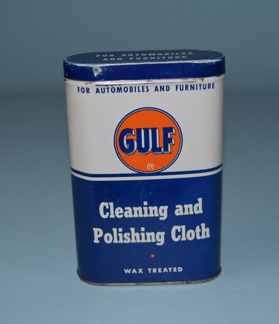 Vintage Gulf Cleaning & Polishing Cloth Tin Can