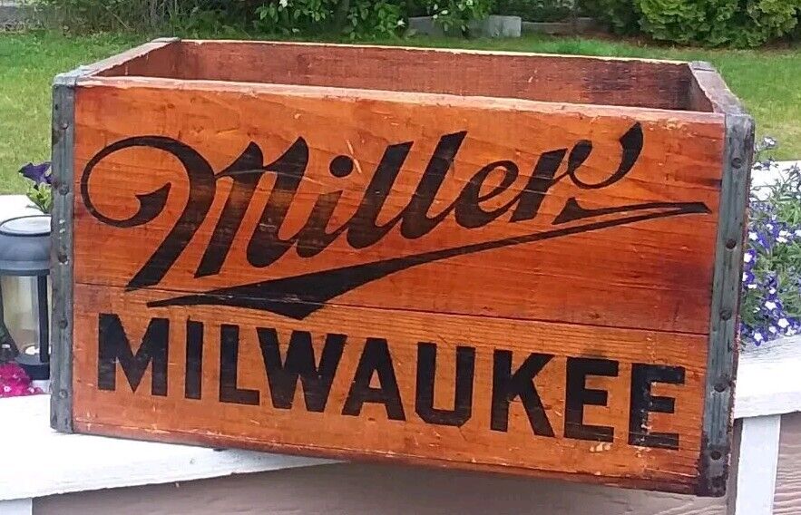VERY RARE Pre Prohibition Antique Miller Brewing Beer Crate Milwaukee Wisconsin 
