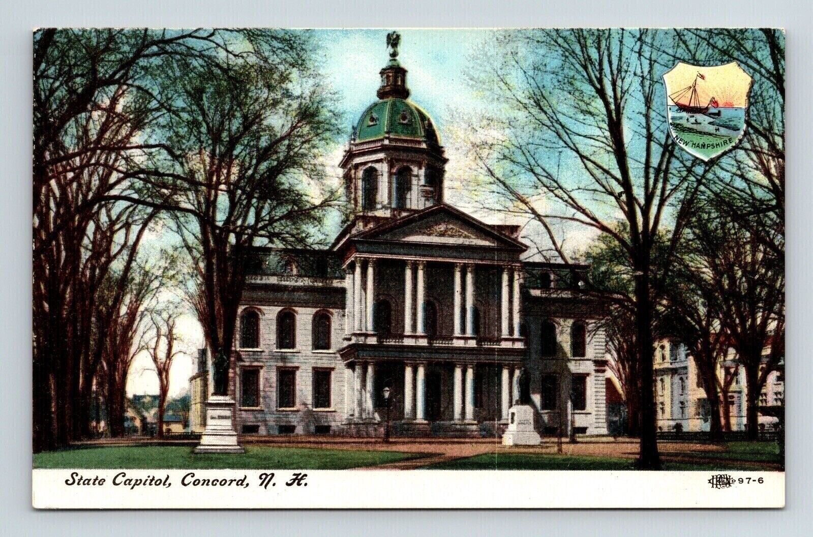 Concord New Hampshire State Capitol Building Streetview DB UNP Postcard