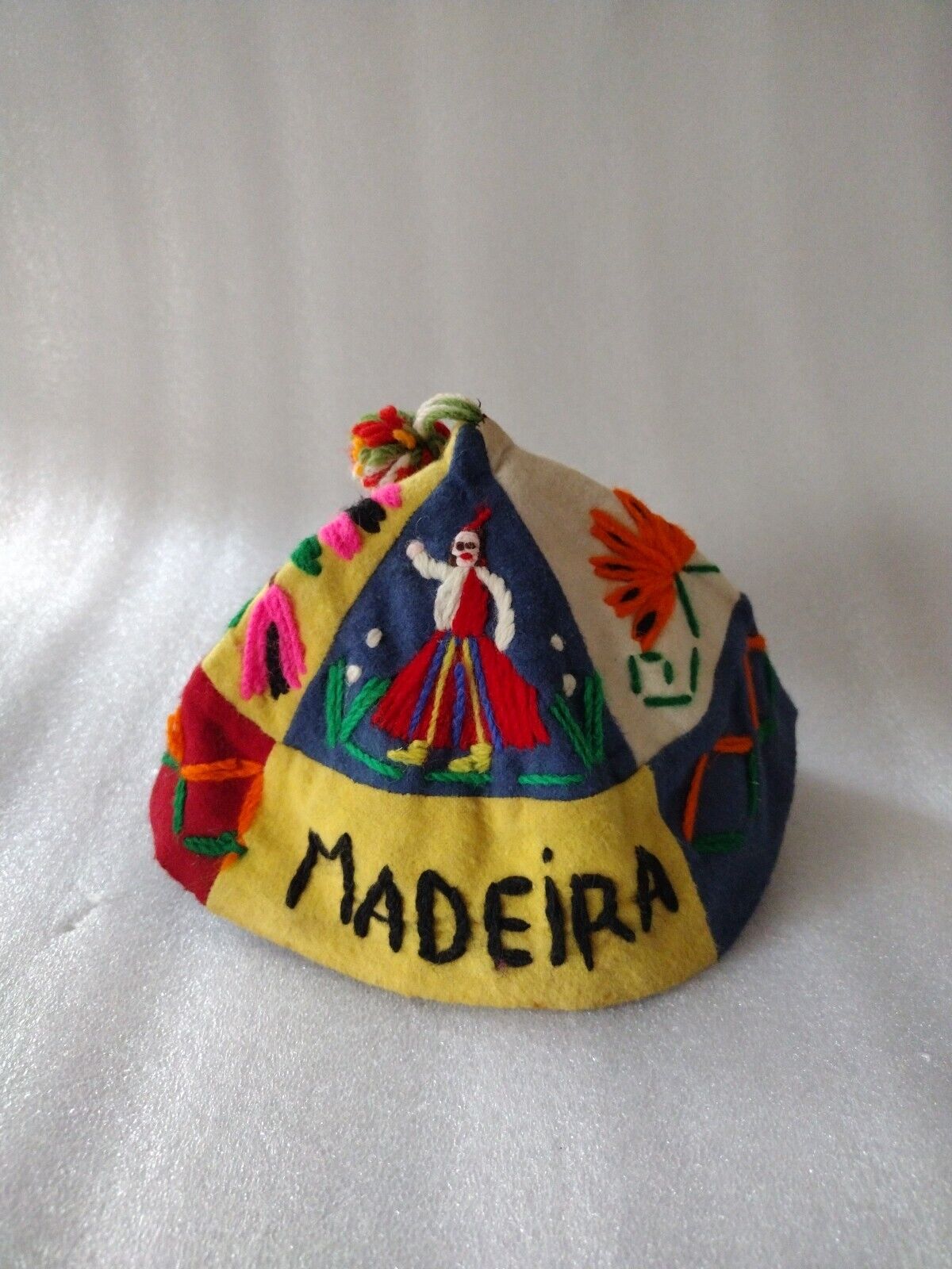 Vintage Ethnic Madeira Hand Sewn Embroidered Cap Hat Souvenir Gift Unique 