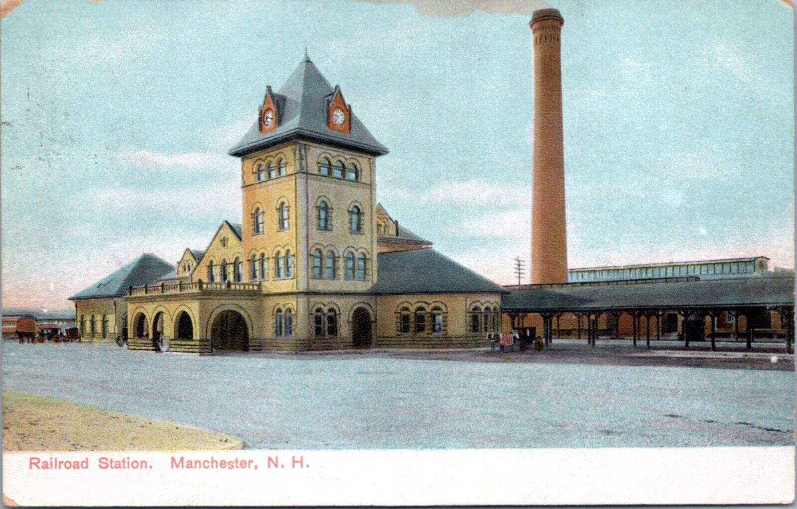 Postcard NH Manchester Railroad Station postmark