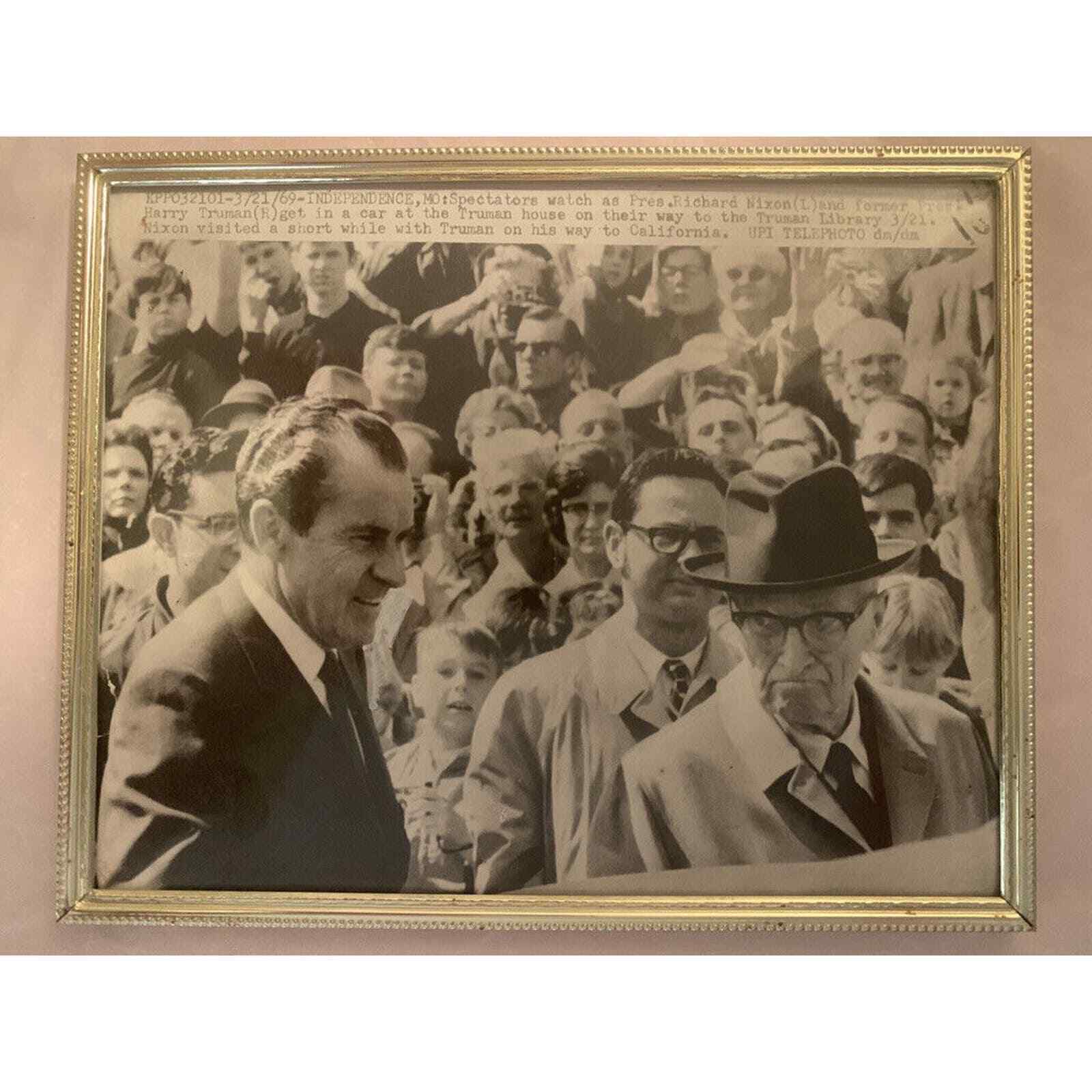 1969 Framed picture of president Nixon and Harry Truman