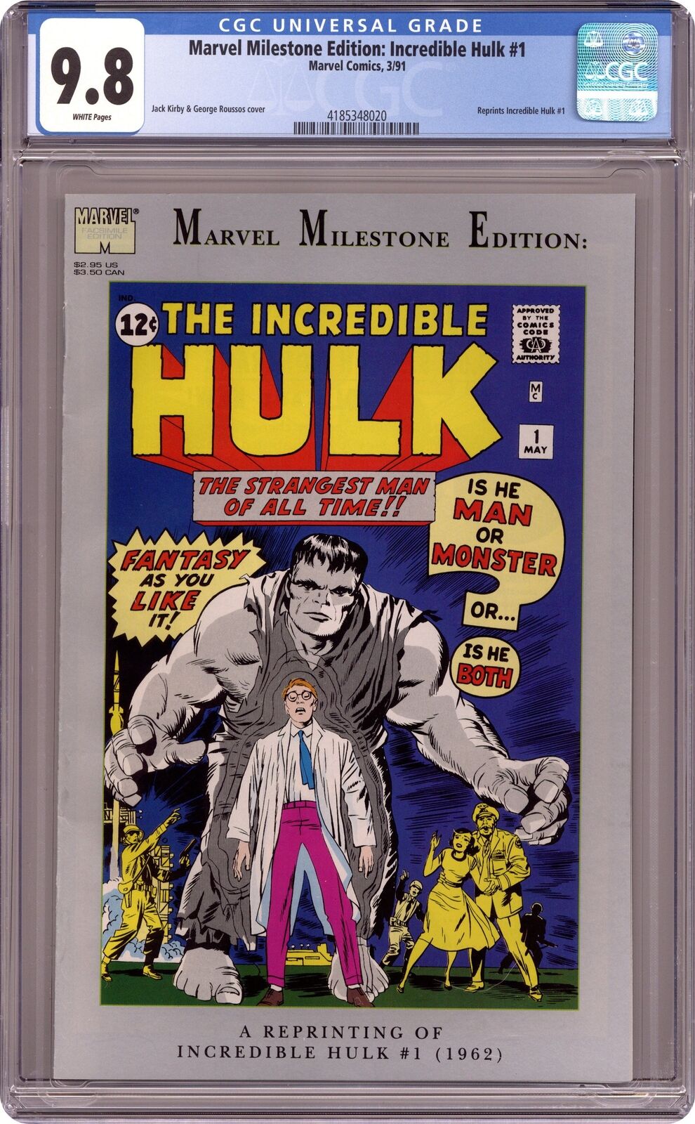 Marvel Milestone Edition Incredible Hulk 1C 3rd Printing CGC 9.8 1991 4185348020