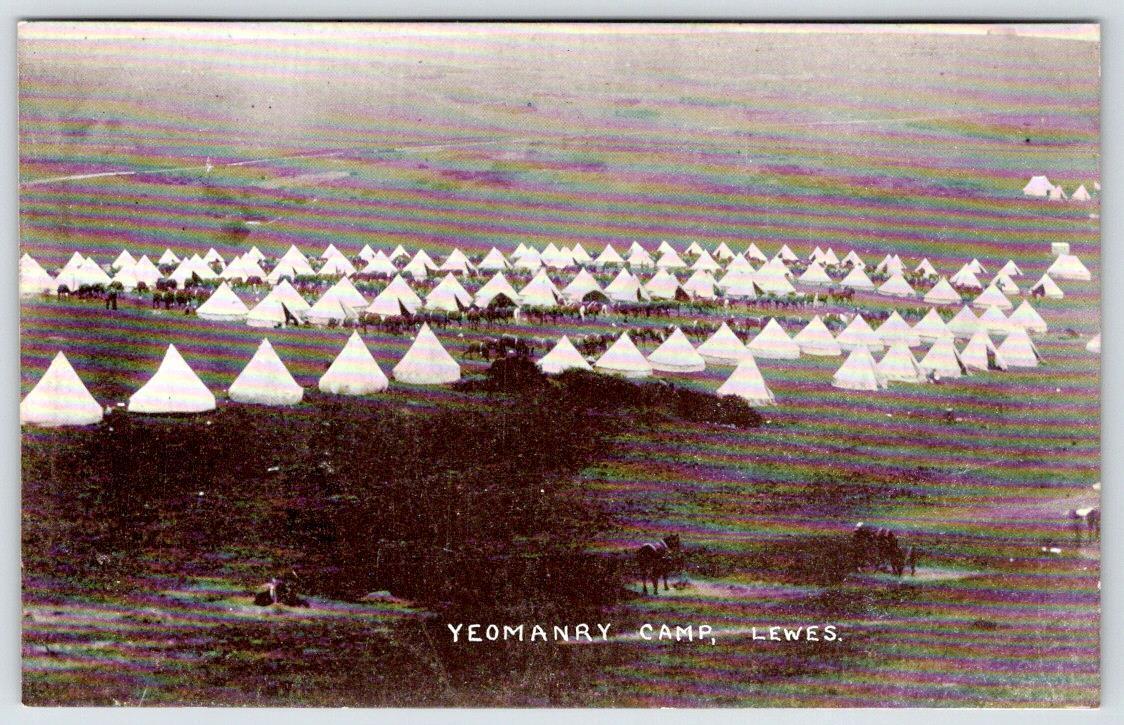1910\'s WWI YEOMANRY CAMP LEWES SUSSEX ENGLAND ANTIQUE POSTCARD