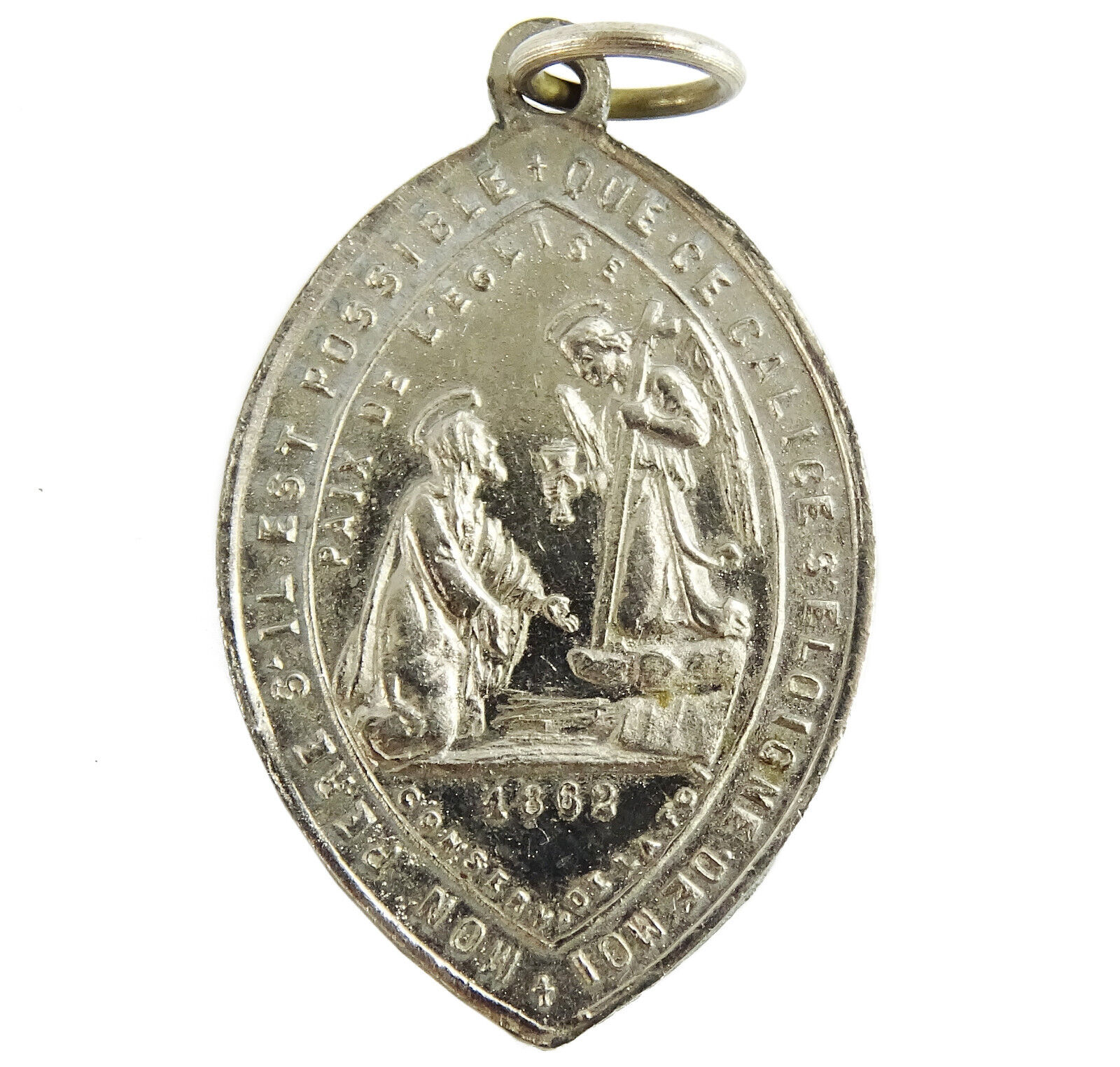 1862 Antique Medal Jesus Praying in Garden French Maria Dolorosa 7 Sorrows