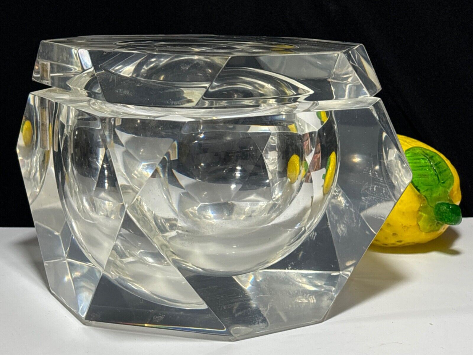 Vintage Faceted Lucite Ice Bucket  MCM Alessandro Albrizzi