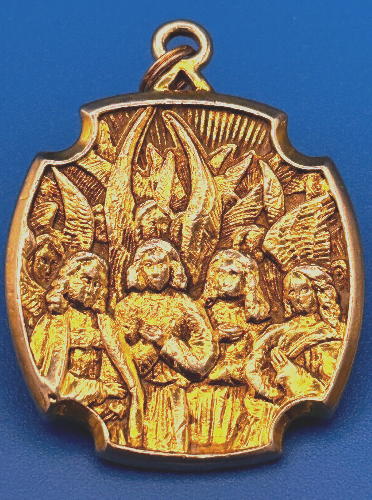 Vintage The Vatican Library Collection Host of Angels Pendant Gold Tone Medal