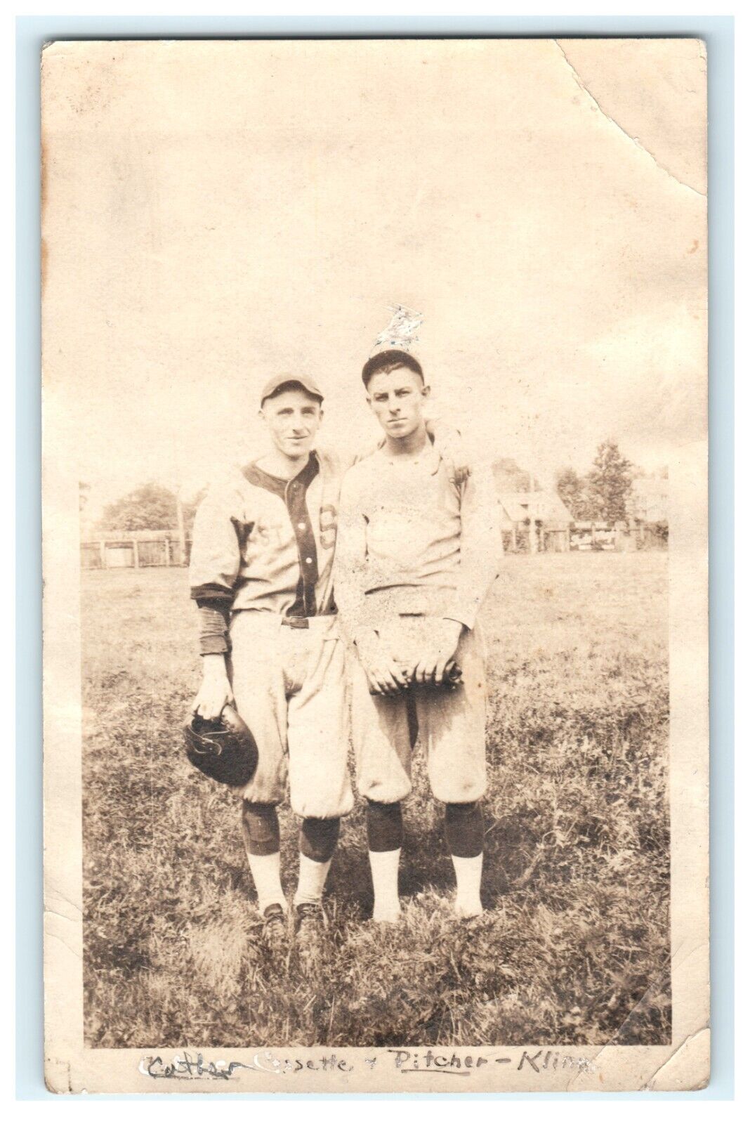 Meriden CT Connecticut Catcher and Pitchers Real Photo Baseball Sport Card