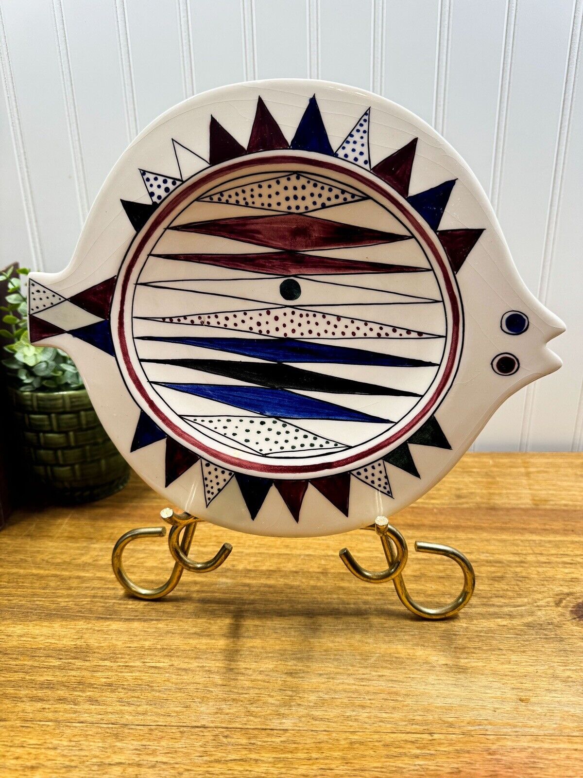 Vintage Gunvor Olin-Grönqvist Early Arabia Ceramic Fish Plate Decor