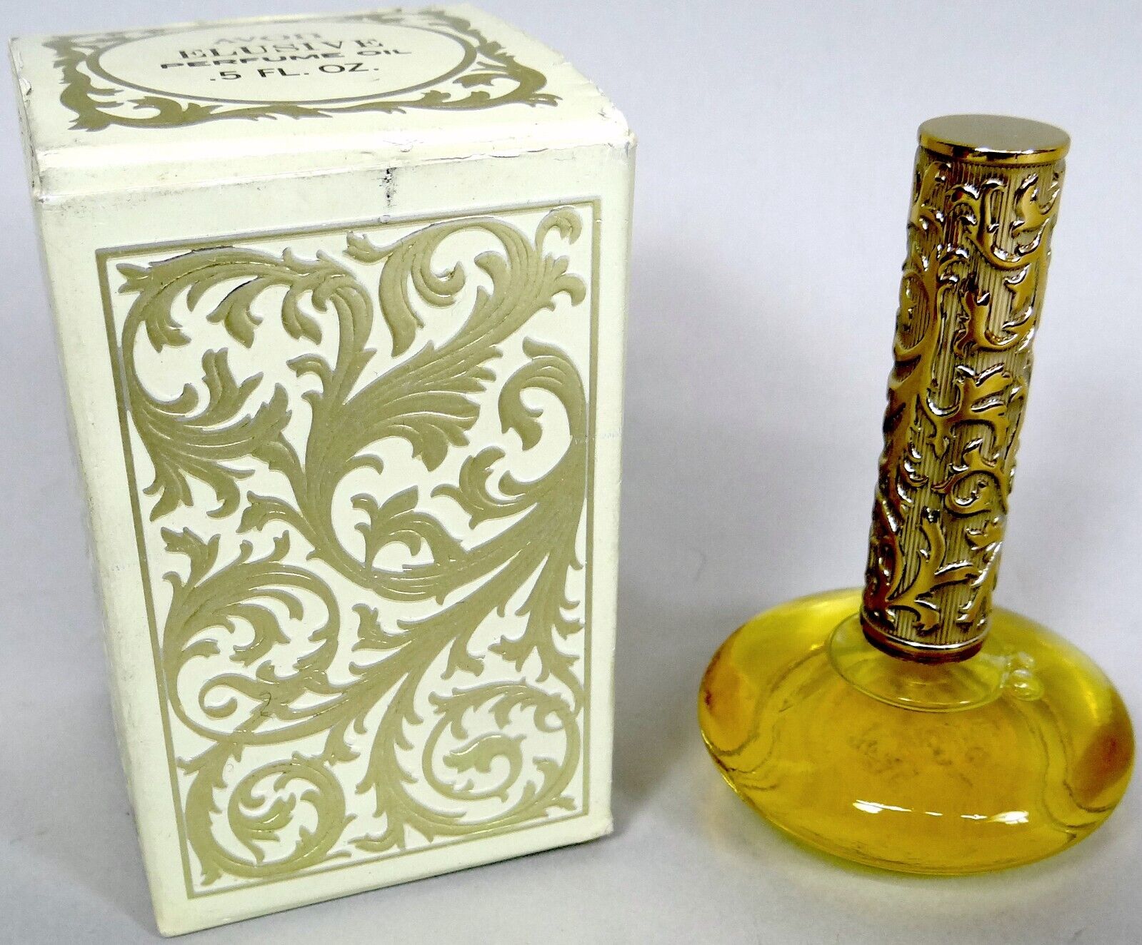 Vtg Elusive Perfume Oil Fancy Bottle .5 oz Original Box New Old Stock