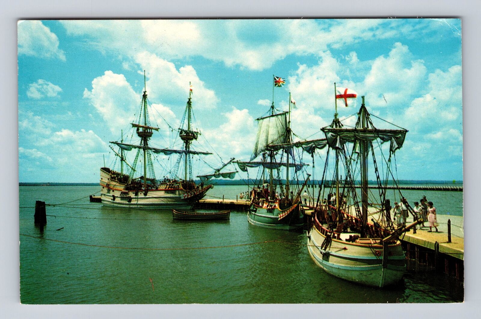 Jamestown VA-Virginia, The Three Ships, Antique, Vintage c1965 Souvenir Postcard