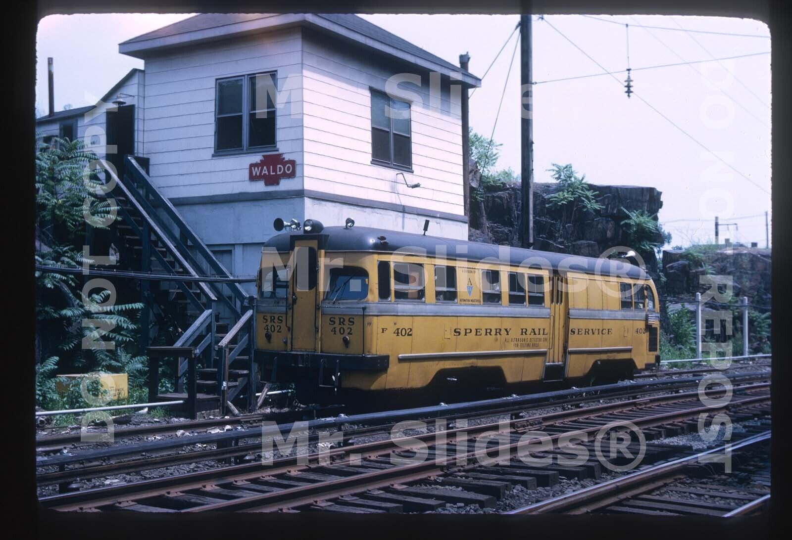 Original Slide Sperry Rail Service xNew Haven Mack Rail Bus 402 Waldo Tower 1970