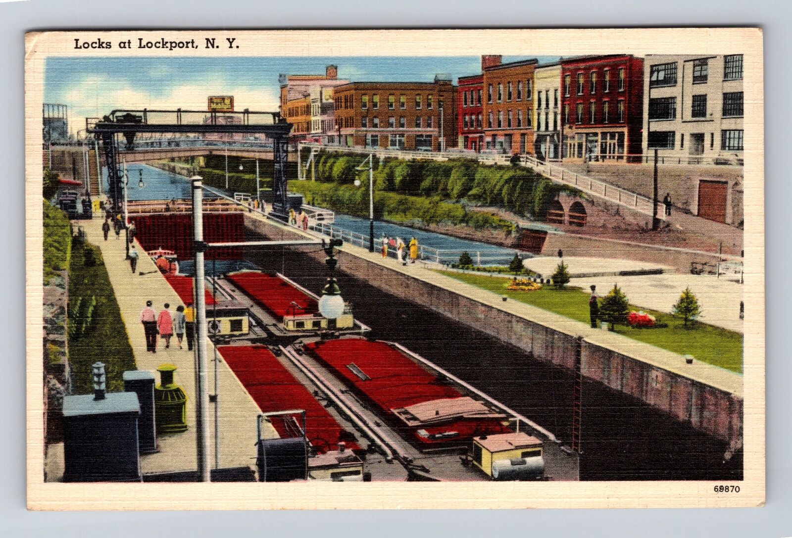 Lockport NY-New York, Locks at Lockport, Antique Vintage c1946 Souvenir Postcard
