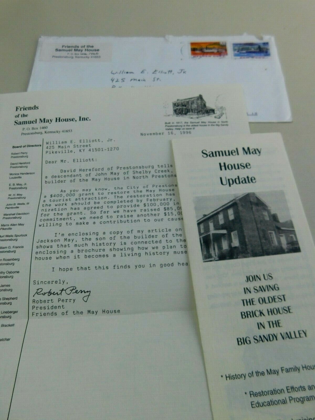 Vintage Membership Application and Letter to a Descendant Of Samuel May House 