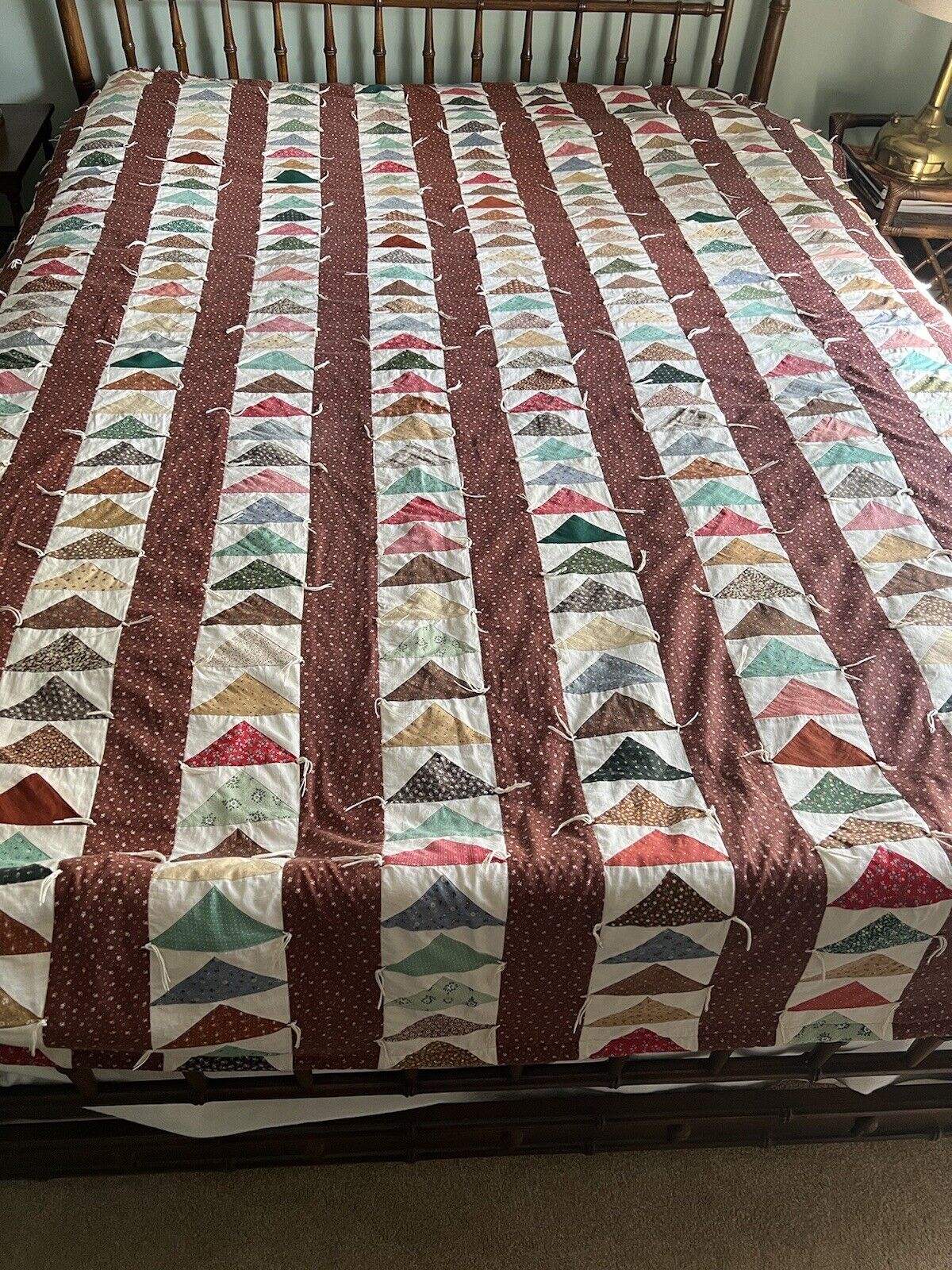 Vtg Flying Geece Hand Tied Quilt