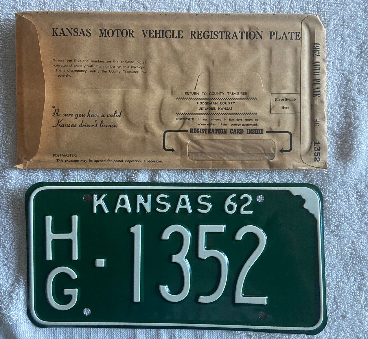 NOS 1962 KANSAS  LICENSE PLATE See My Other Plates