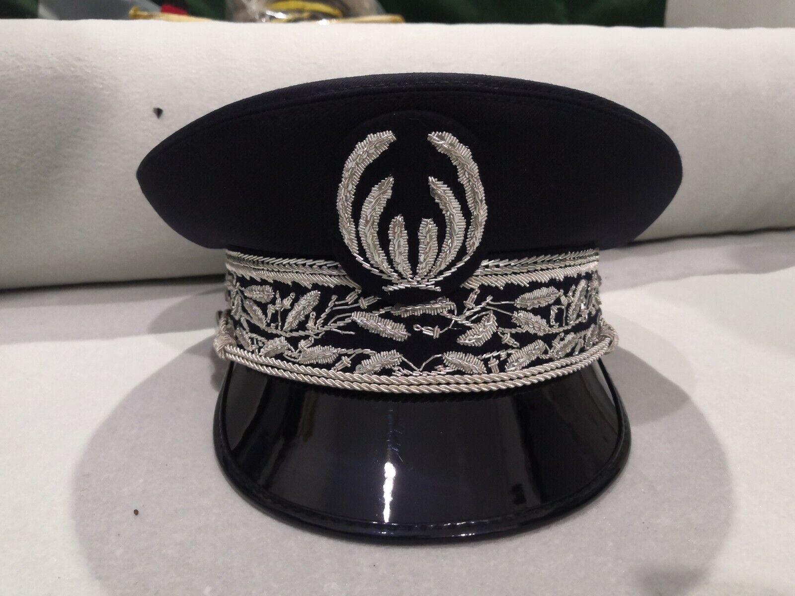 FRENCH POLICE PEAK CAP VISOR HAT NATIONAL DIRECTOR HAND EMBROIDERED ALL SIZES