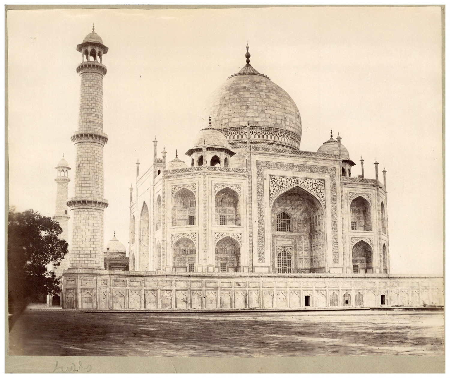 Samuel Bourne, India, Agra, Taj Mahal from the River Vintage Albumen Print. Anot