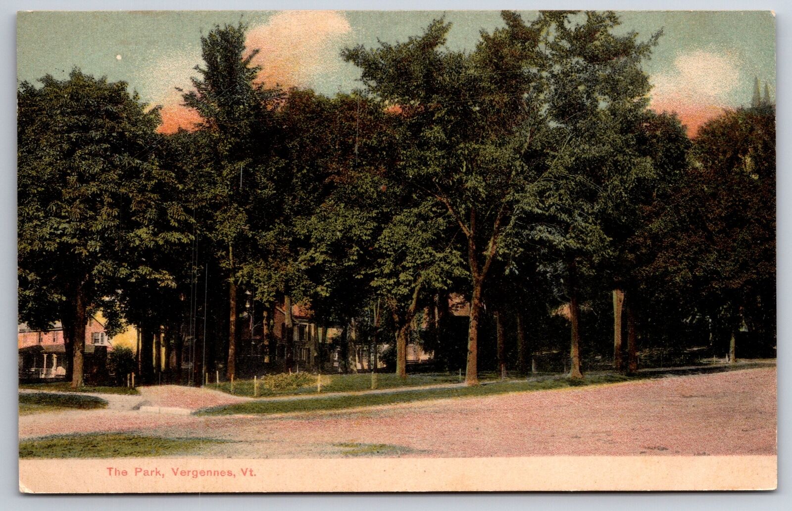 Vergennes Vermont~Street View Of The Park Trees~Pub GW Morris Vintage Postcard