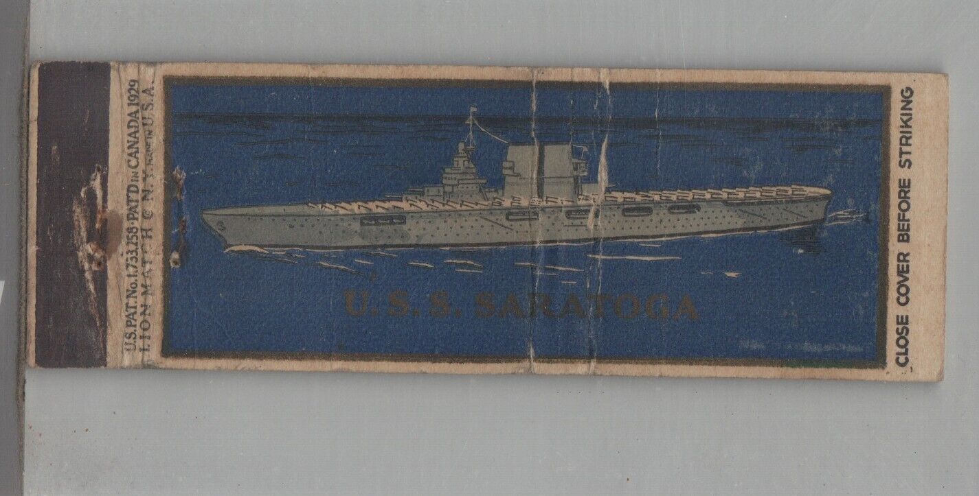 Matchbook Cover - Navy Ship USS Saratoga CV-3 Bikini Target