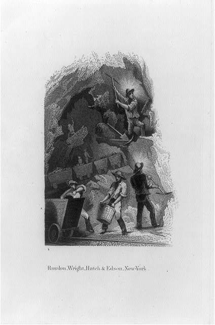 Proof,bank note vignette,men working,mine,Rawdon,Wright,Hatch,Edson,1852