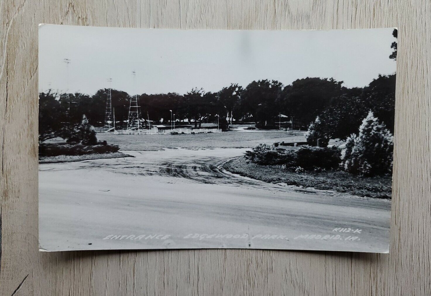 1967 L.L. Cook RPPC: Entrance, Edgewood Park, Madrid, IA - Real Photo Postcard