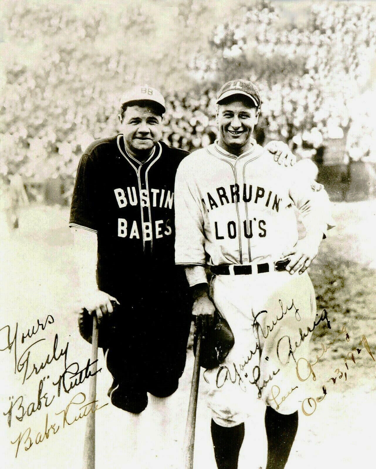 Lou Gehrig and Babe Ruth 8.5x11 Signed Photo Reprint