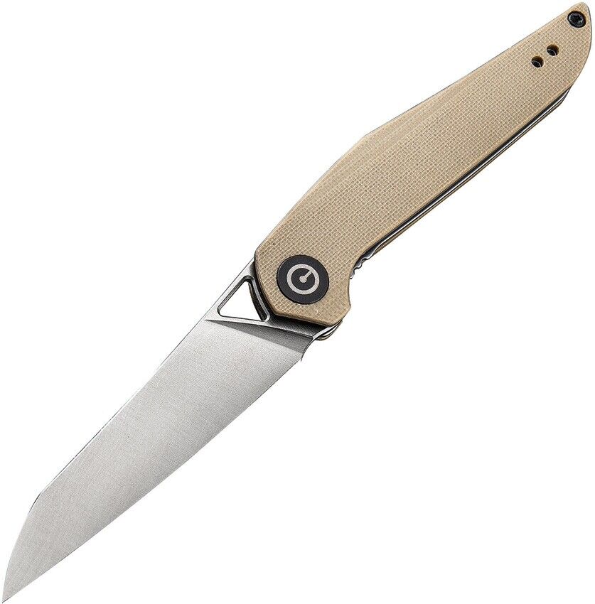 Civivi Isham McKenna Liner Lock Knife Tan G10 Handle Plain Satin D2 Edge C905A