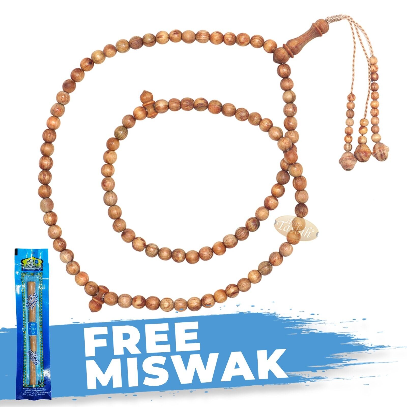 Natural Scent Muslim Dhikr  99ct Pine Pitch Wood Prayer Beads - 8mm Islamic